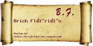 Brich Flórián névjegykártya